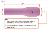Compact size 4L long TIG cup dimensions and fit diagram