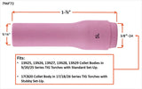Compact size 5L long TIG cup dimensions and fit diagram