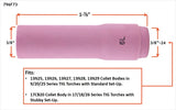 Compact size 6L long TIG cup dimensions and fit diagram
