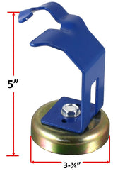 Blue MIG torch holder dimensions: 5-inch height and 3.75-inch base