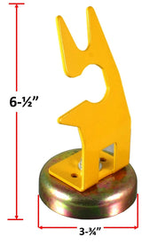 Yellow TIG torch holder dimensions: 6.5-inch height and 3.75-inch base