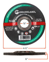 Masonry Grinding Wheel, 4-1/2 x 1/4 x 7/8, T27: dimension and profile diagram