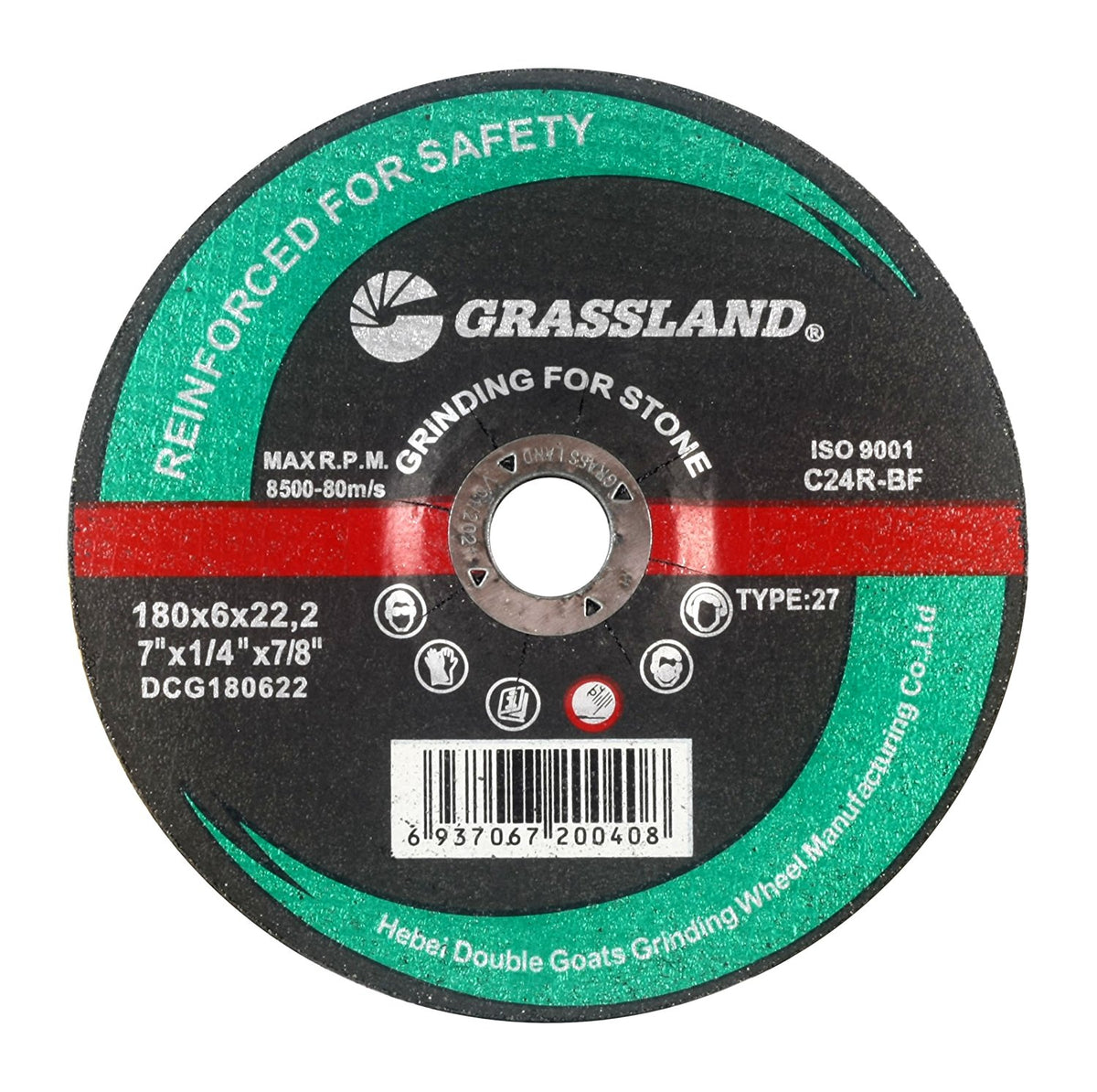 Masonry Grinding Wheel, 7 x 1/4 x 7/8, T27: label side