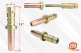 MC40 tip dimensions, end views and disassembled insert