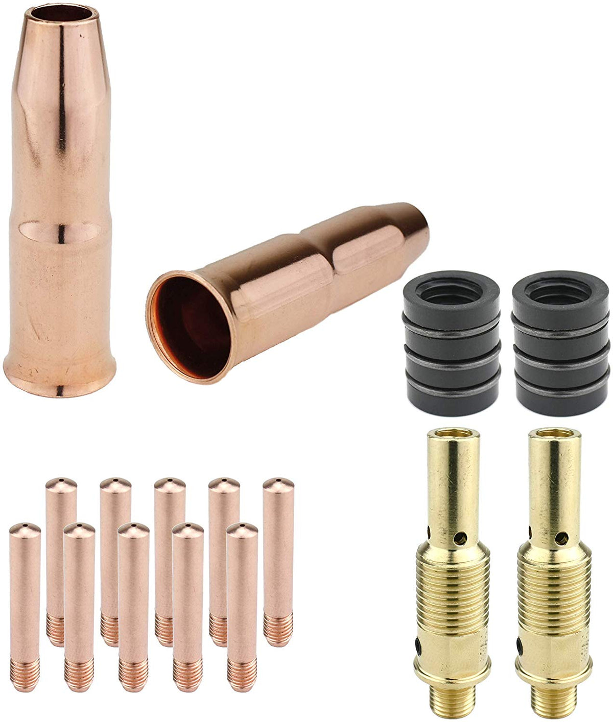 MIG kit with 24A nozzles, 14 tips, 52FN diffusers and 34A insulators