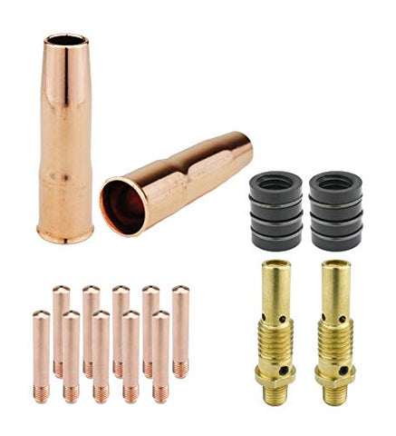 MIG kit with two 22 nozzles, ten 14 tips, two 52 diffusers and two 32 insulators