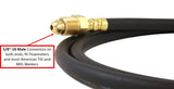 Flowmeter hose 5/8-18 male end fittings, close-up