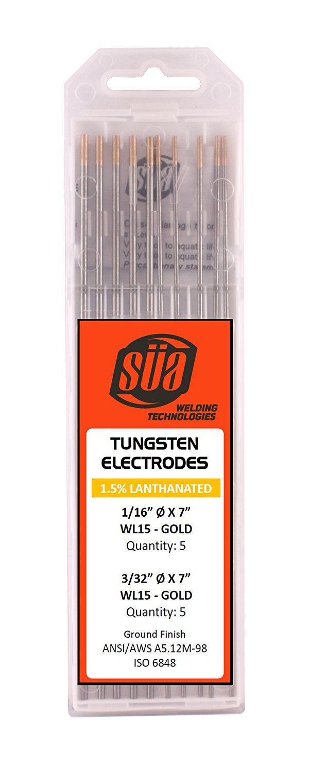 Mixed-diameter gold-tip tungsten electrode package