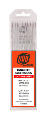 Mixed-diameter thoriated tungsten electrodes in labeled case