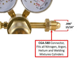 Nitrogen regulator CGA-580 inlet connection close-up