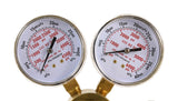 Nitrogen regulator dual pressure gauges close-up