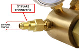 Nitrogen regulator quarter-inch flare outlet close-up