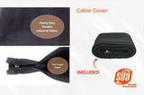 Nylon TIG cable cover with zipper and woven material close-up