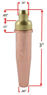 Oxy-fuel cutting tip dimension drawing