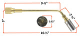 Heating tip with mixer, overall dimensions and burner opening