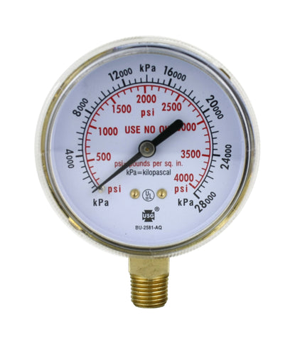 Oxygen 0–4,000 psi regulator gauge