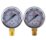 Oxygen regulator high- and low-pressure gauge pair, brass bottom mount