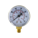 Oxygen low-pressure regulator gauge with brass bottom connection