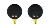 Pair of black-backed regulator gauges, rear view