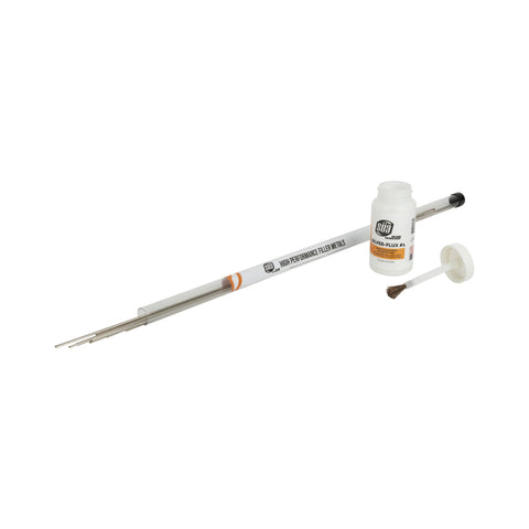Packaged flat brazing rods with flux jar and brush cap