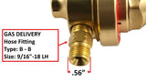 Fuel-gas pipeline regulator outlet with 9/16-18 LH hose fitting