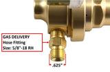 Pipeline regulator outlet with 5/8-18 RH hose fitting