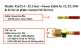 45V03R 12.5-foot 20-series power cable with 7/8-14 LH adapter fitting