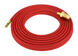 Red TIG power and water-return cable with brass end fittings
