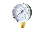 Propane regulator low-pressure gauge with case visible, brass bottom mount