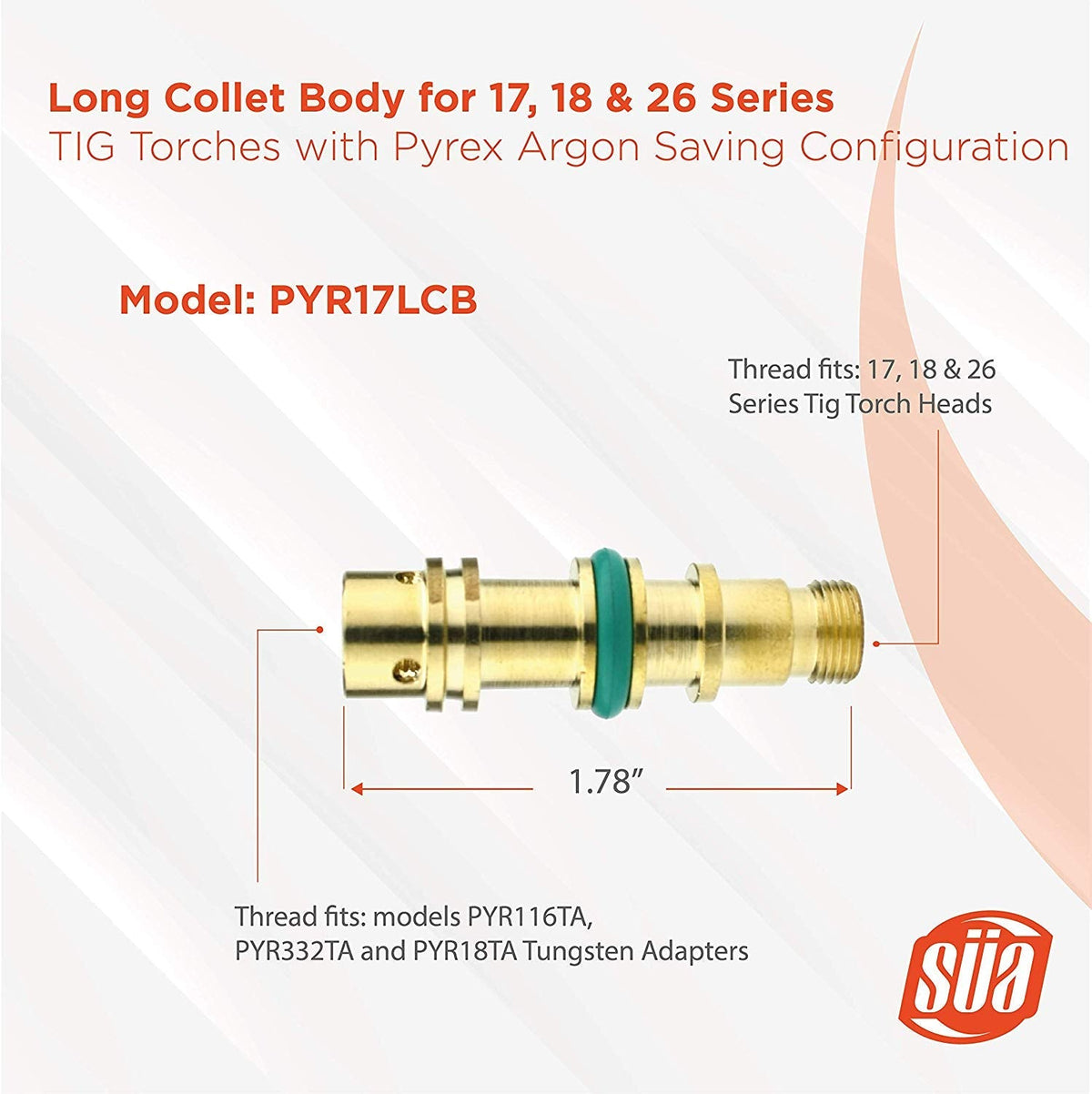 PYR17LCB long collet-body dimensions