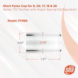 PYR8S short quartz TIG cup dimension drawing