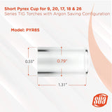 PYR8S short quartz TIG cup dimensions