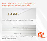 RBCuZn-C white flux coating and printed rod identification close-up