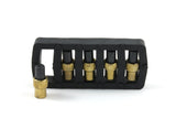 Five replacement striker flints in black holder