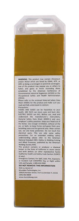 Reverse warning label on gold-tip tungsten packaging