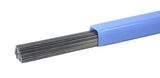 RG60 carbon steel welding rods extending from a blue storage tube
