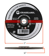 Seven-inch grinding-wheel dimension diagram with stainless-steel label