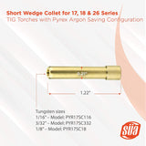 Short 17/18/26 wedge collet dimensions and tungsten sizes
