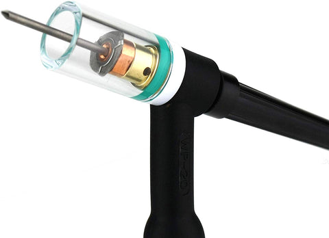 Short clear quartz cup installed on a TIG torch