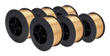 Six small silicon-bronze MIG wire spools