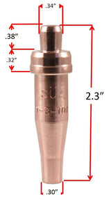 Small acetylene cutting-tip dimension drawing
