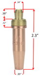 Small propane cutting-tip dimension drawing