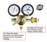 SMP400 CGA-580 inlet and 1/4-inch flare outlet diagram