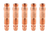 Six standard collet bodies for 17/18/26 TIG torches