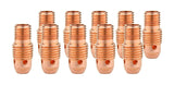 Standard 13N TIG collet bodies arranged in two rows