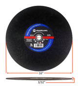 Steel Cut-Off Wheel, 16 x 3/32 x 1, T41: dimension and profile diagram