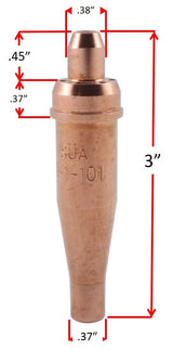 1-101 cutting tip dimension diagram