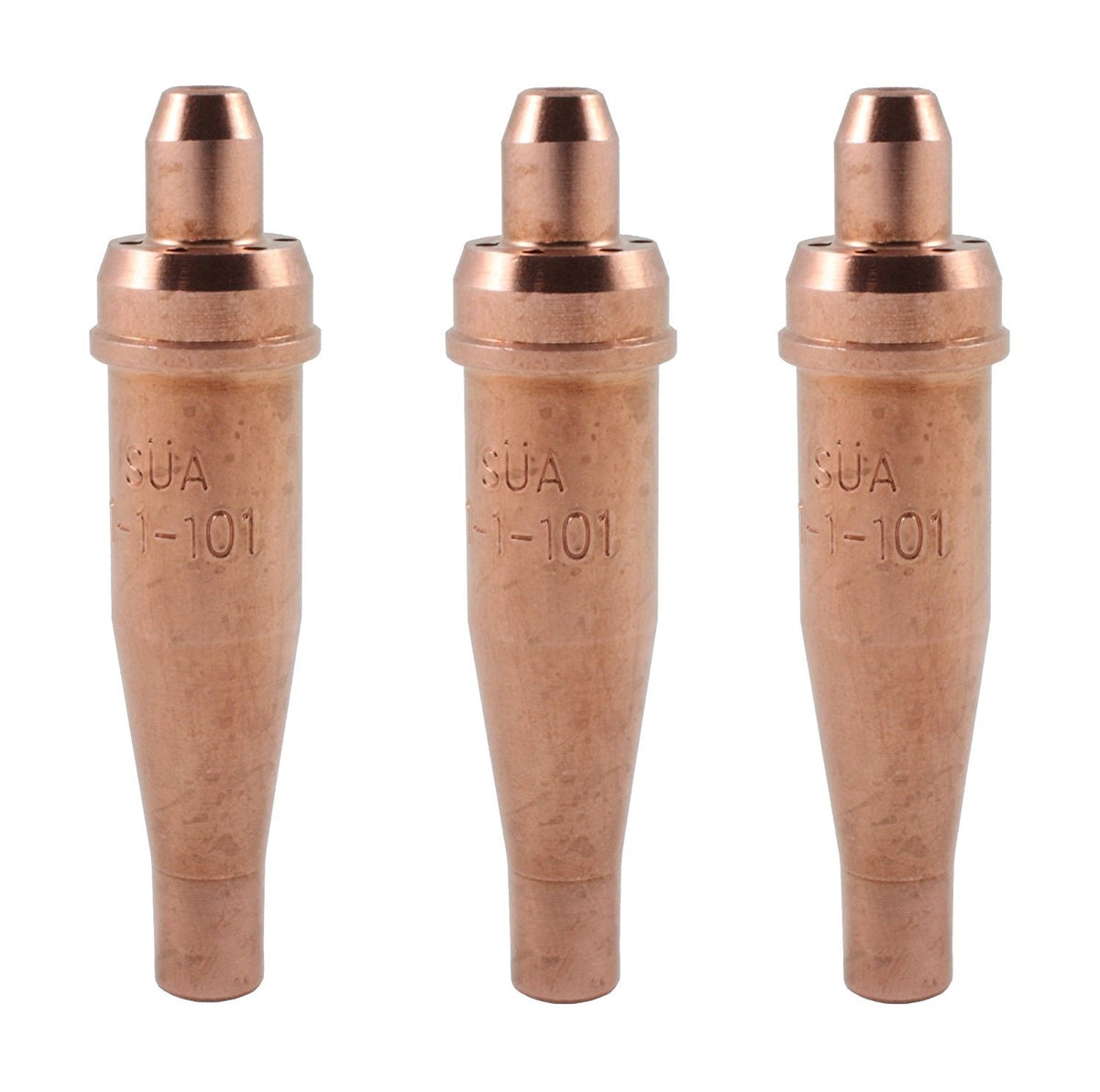 Three copper 1-101 cutting tips
