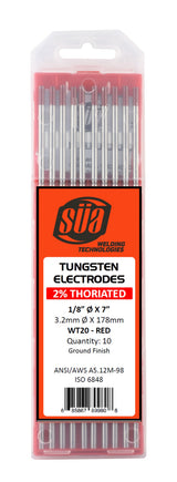 SÜA 2% thoriated tungsten electrodes in protective case