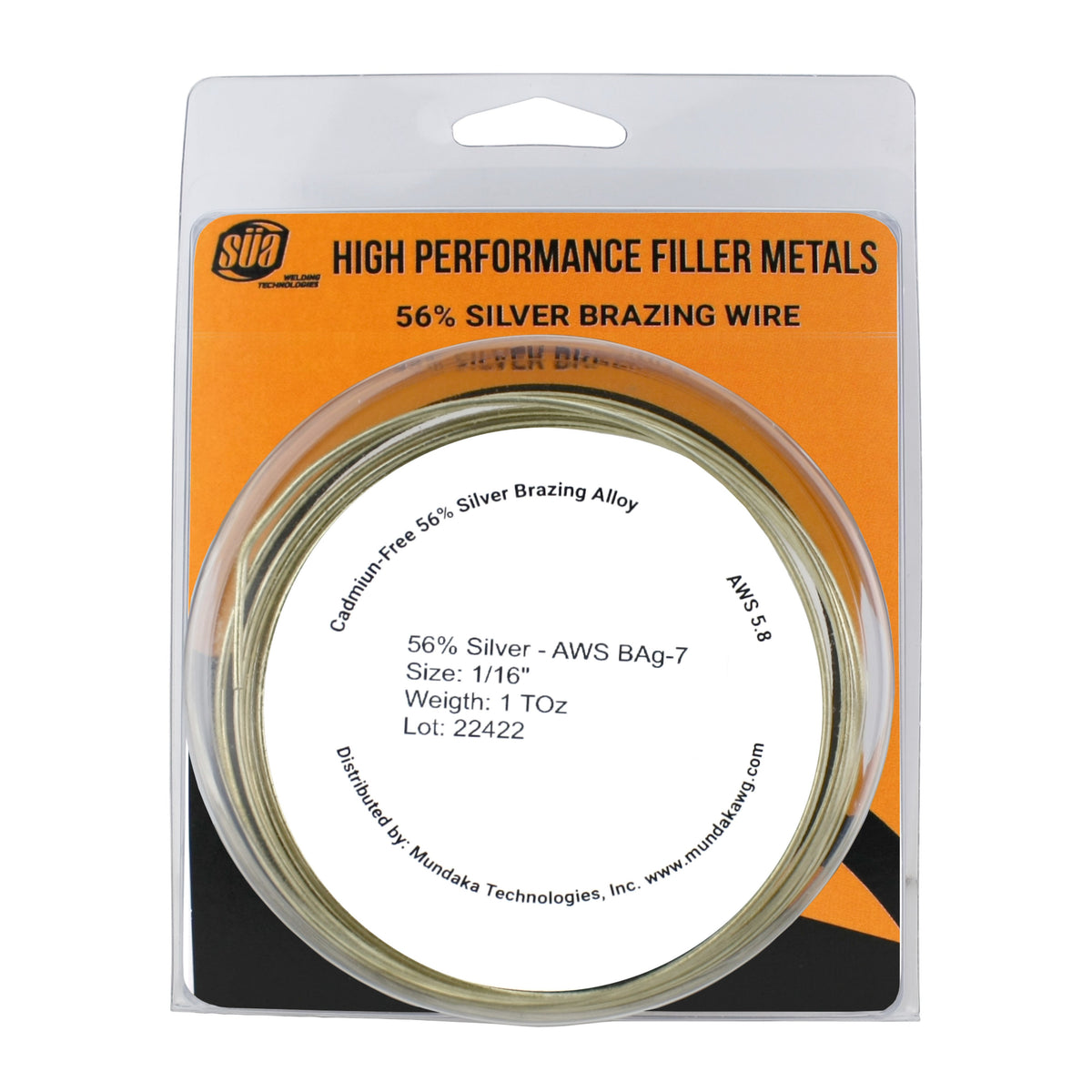 SÜA 56% silver brazing wire labeled 1 troy ounce, 1/16 inch